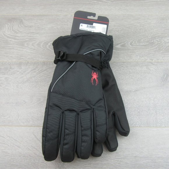 Spyder Insulated Ski Winter Snow Black Red Gloves Men's Size Large / XL NEW - Picture 6 of 11